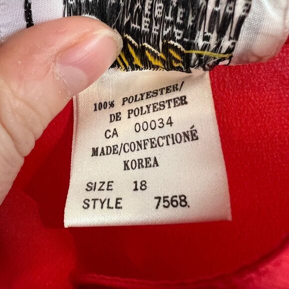 Vintage 80s Elite Women's 18 Red Long Sleeve Regal Ruffled Button Down Shirt Top - Picture 10 of 15